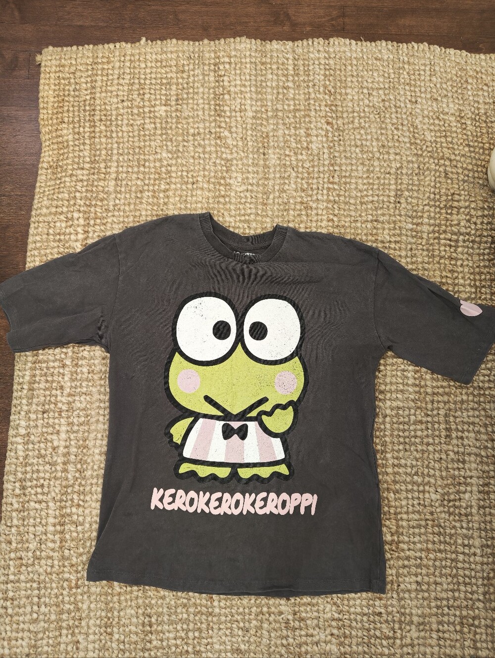 Kero Kero Keroppi Graphic Tee - Black with Green Print